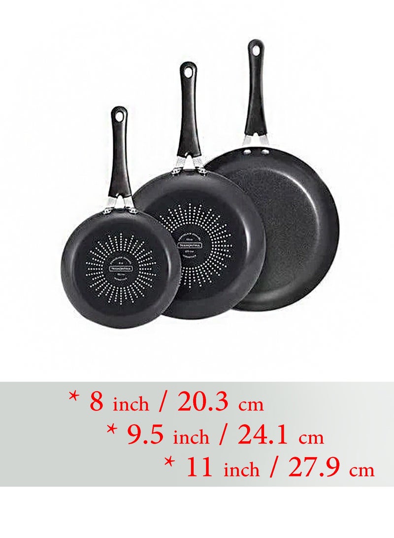 3 Pc nonstick Saute Pans Teflon Platinum  PFOA Free Oven & Dishwasher Safe | Skillets