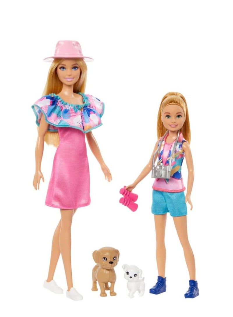Barbie And Stacie Doll Set with 2 Pet Dogs