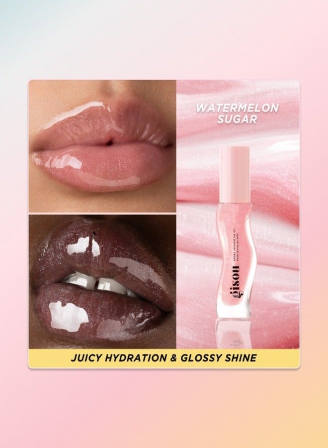 GISOU Honey Infused Lip Oil Watermelon Sugar - Hydrating & Nourishing Lip Care (8ml)