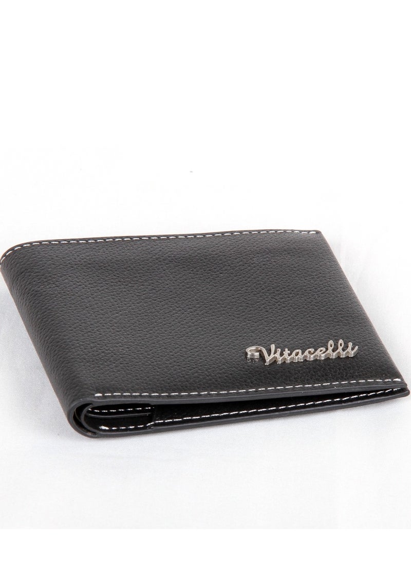 Genuine Leather Hand-Crafted Wallet For Men, Bifold Leather Wallet, Black