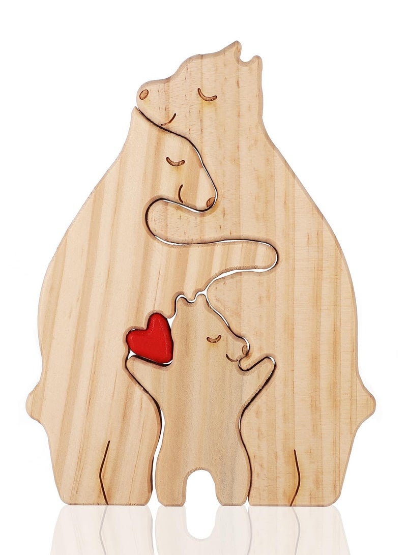 Personalized Family Name Puzzle, 3 Bears Wooden Bear Family Puzzle Decorative Wooden Bear Puzzle Creative Birthday Gifts for Parents Home Decor Housewarming Gifts
