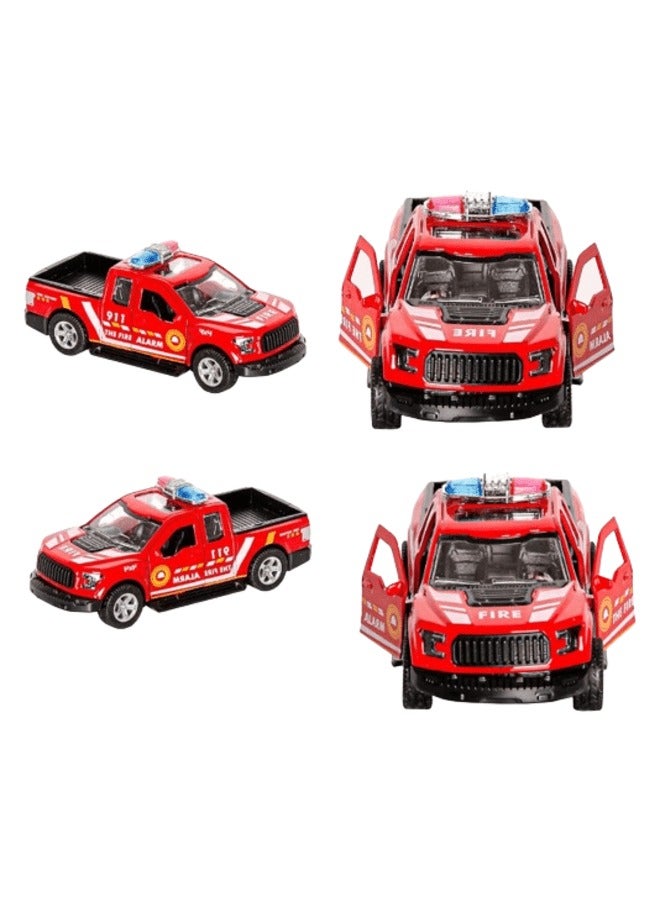 4pcs Police Car Pull-Back Metal Strong Car Toy for Boys and Girls