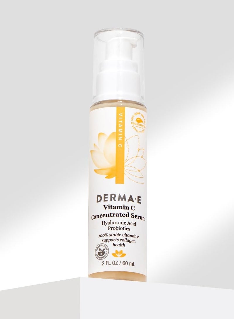 DERMA E Vitamin C Concentrated Serum with Hyaluronic Acid, Vitamin E & Aloe, All Natural, Antioxidant-Rich Concentrated Facial Serum – Firming and Brightening Vitamin C Face Serum, 2oz