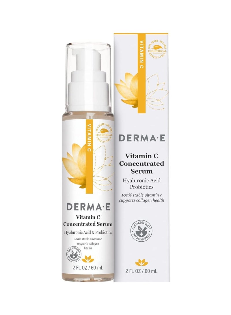 DERMA E Vitamin C Concentrated Serum with Hyaluronic Acid, Vitamin E & Aloe, All Natural, Antioxidant-Rich Concentrated Facial Serum – Firming and Brightening Vitamin C Face Serum, 2oz