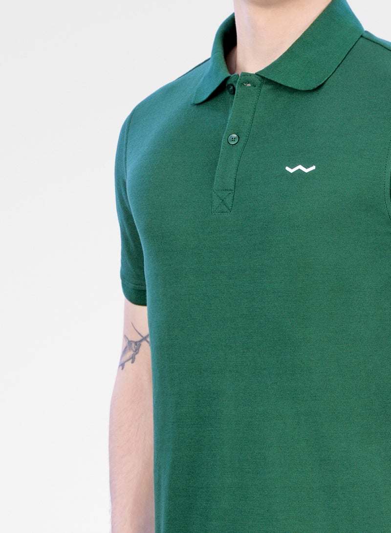 Web Denim Plain Green Regular Fit Comfortable Cotton Men's Half Sleeves Polo Tee  Casual Solid Polo Neck T Shirt (S, Green)
