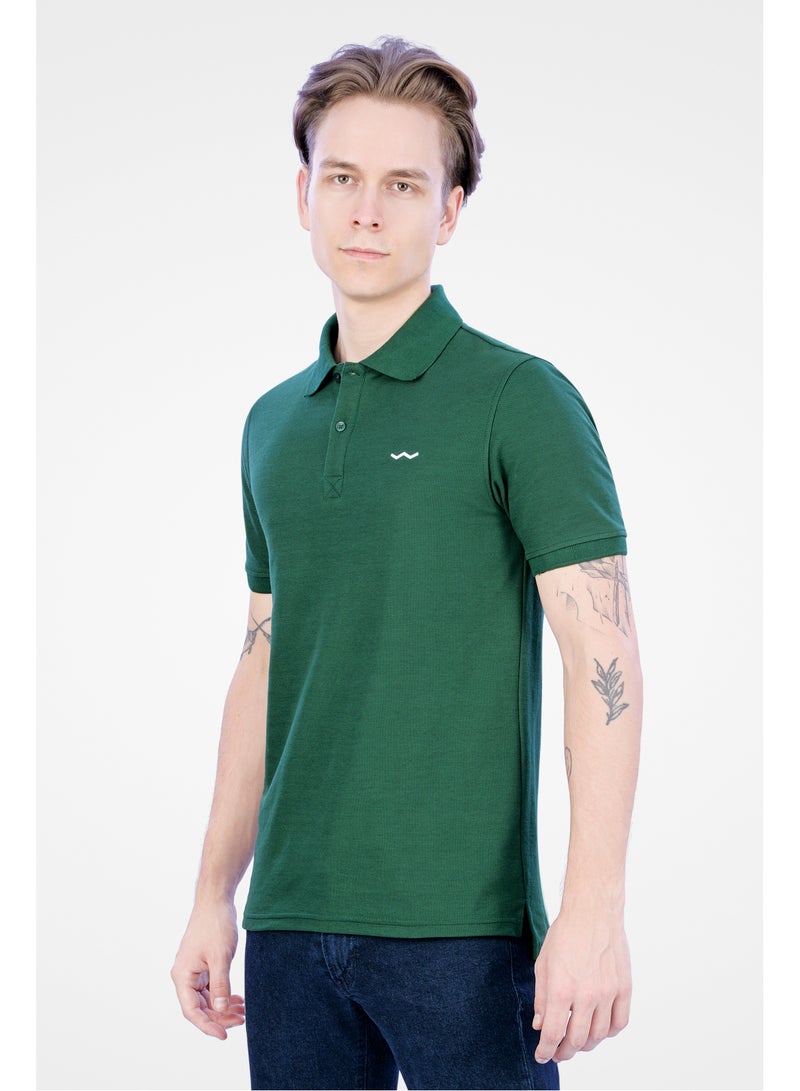 Web Denim Plain Green Regular Fit Comfortable Cotton Men's Half Sleeves Polo Tee  Casual Solid Polo Neck T Shirt (Green)