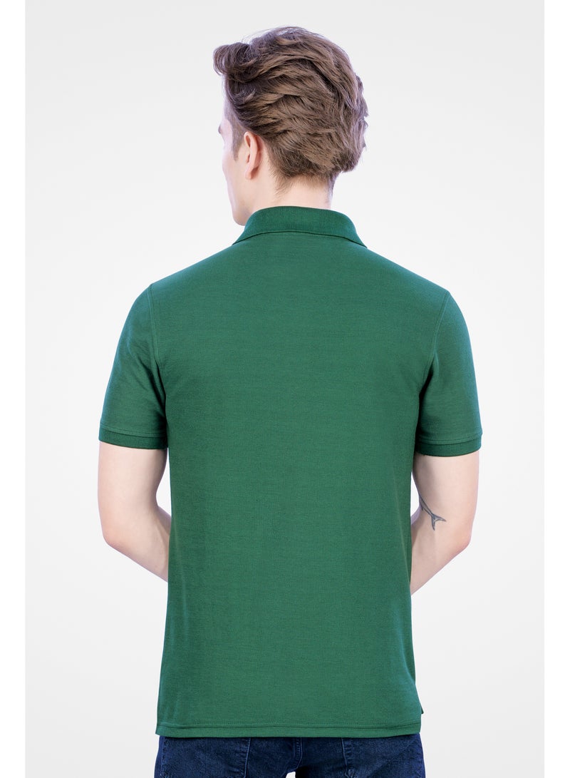 Web Denim Plain Green Regular Fit Comfortable Cotton Men's Half Sleeves Polo Tee  Casual Solid Polo Neck T Shirt (Green)
