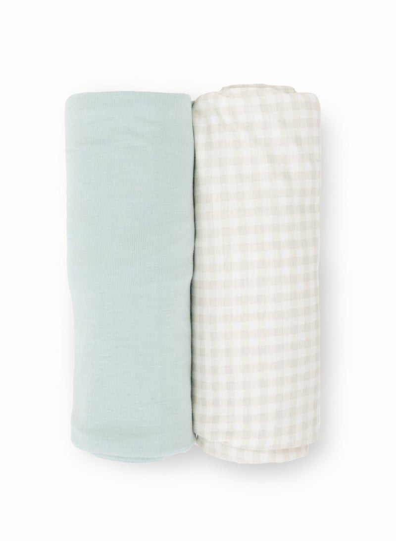 Stretch Knit Swaddle 2 Pack	Frost Green