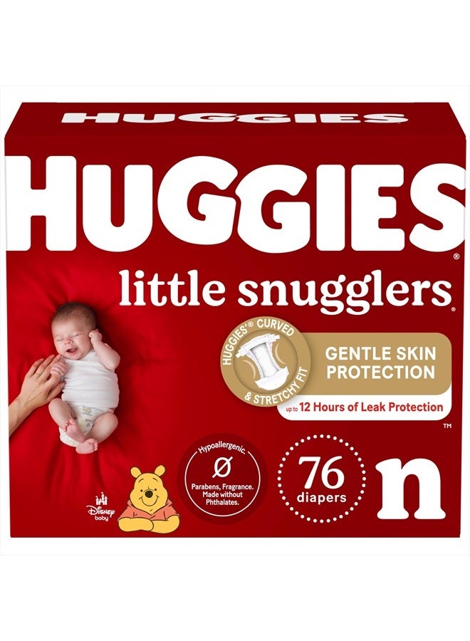Huggies Newborn Diapers Little Snugglers Newborn Diapers, Size 1 (up to 10 lbs), 76 Count