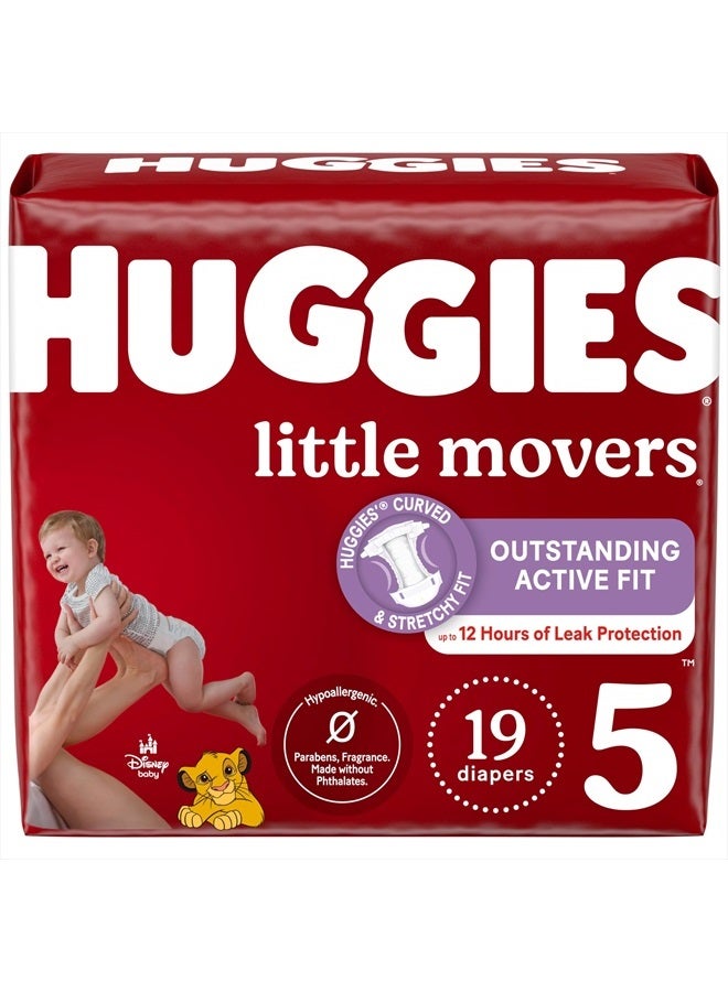 Huggies Size 5 Diapers, Little Movers Baby Diapers, Size 5 (27+ lbs), 19 Count