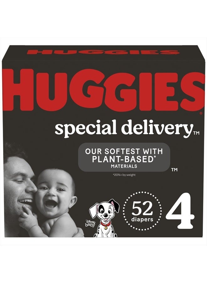 Huggies Special Delivery Hypoallergenic Baby Diapers Size 4 (22-37 lbs), 52 Ct, Fragrance Free, Safe for Sensitive Skin