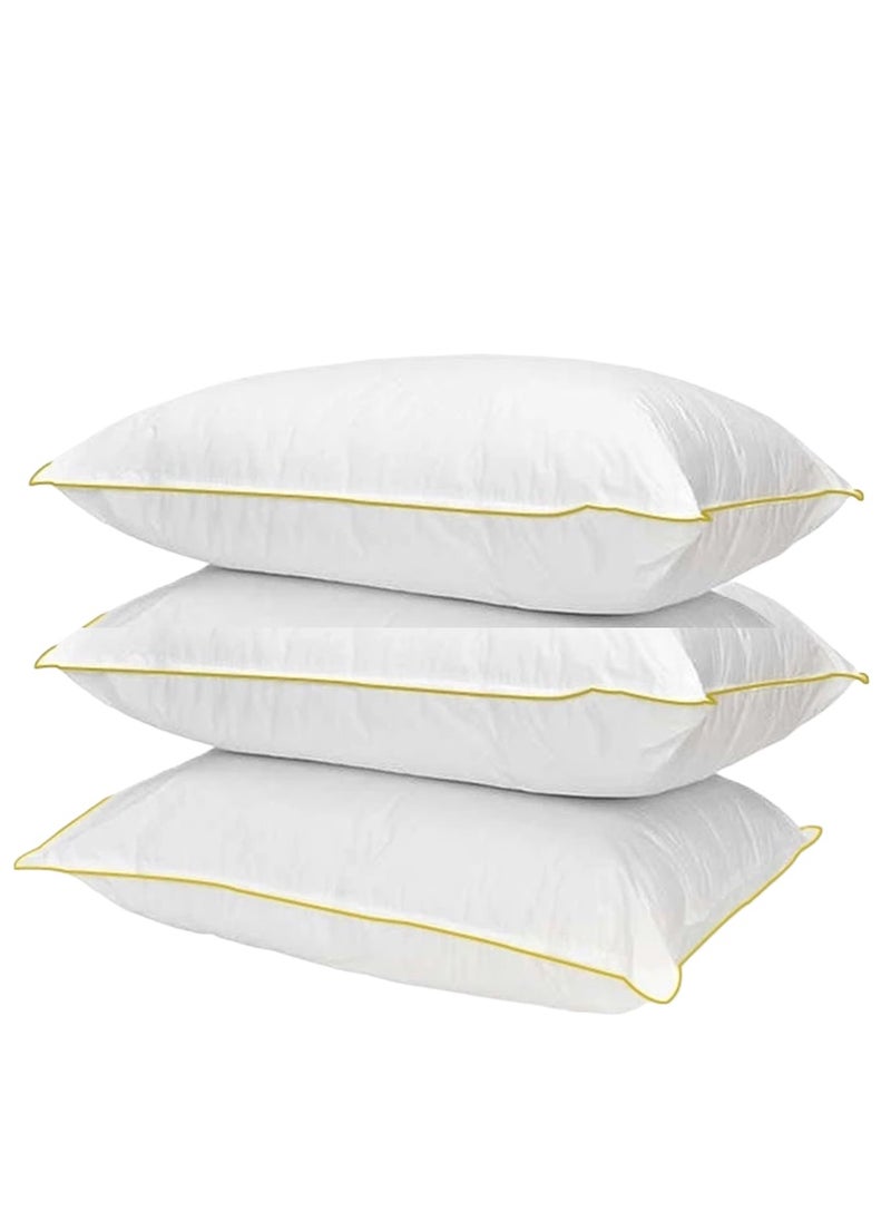 3 Piece Pack Golden Single Piping  Pillow Cotton 50x70cm Made in Uae