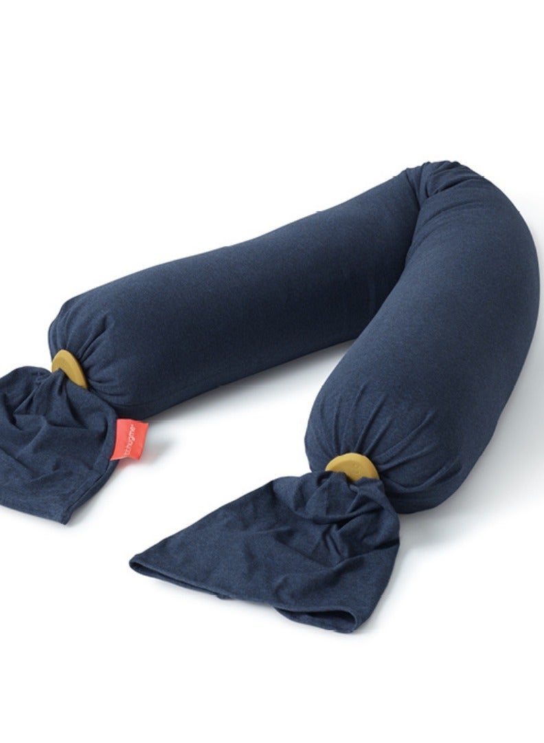 bbhugme Pregnancy Pillow in Midnight Blue Pillow Cover and Harvest Gold Pebbles for Length Adjustment