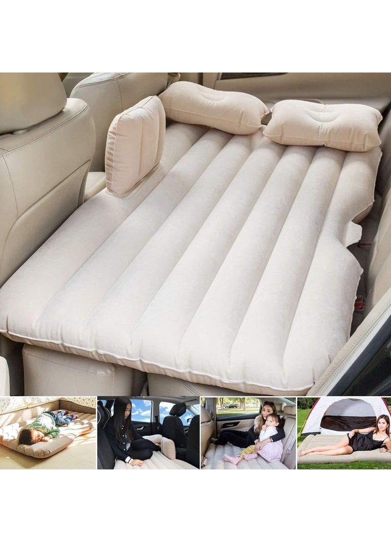 Car Backseat Inflatable Air Mattress Bed with Moto Pump and Two Pillows for Traveling Sleep Rest