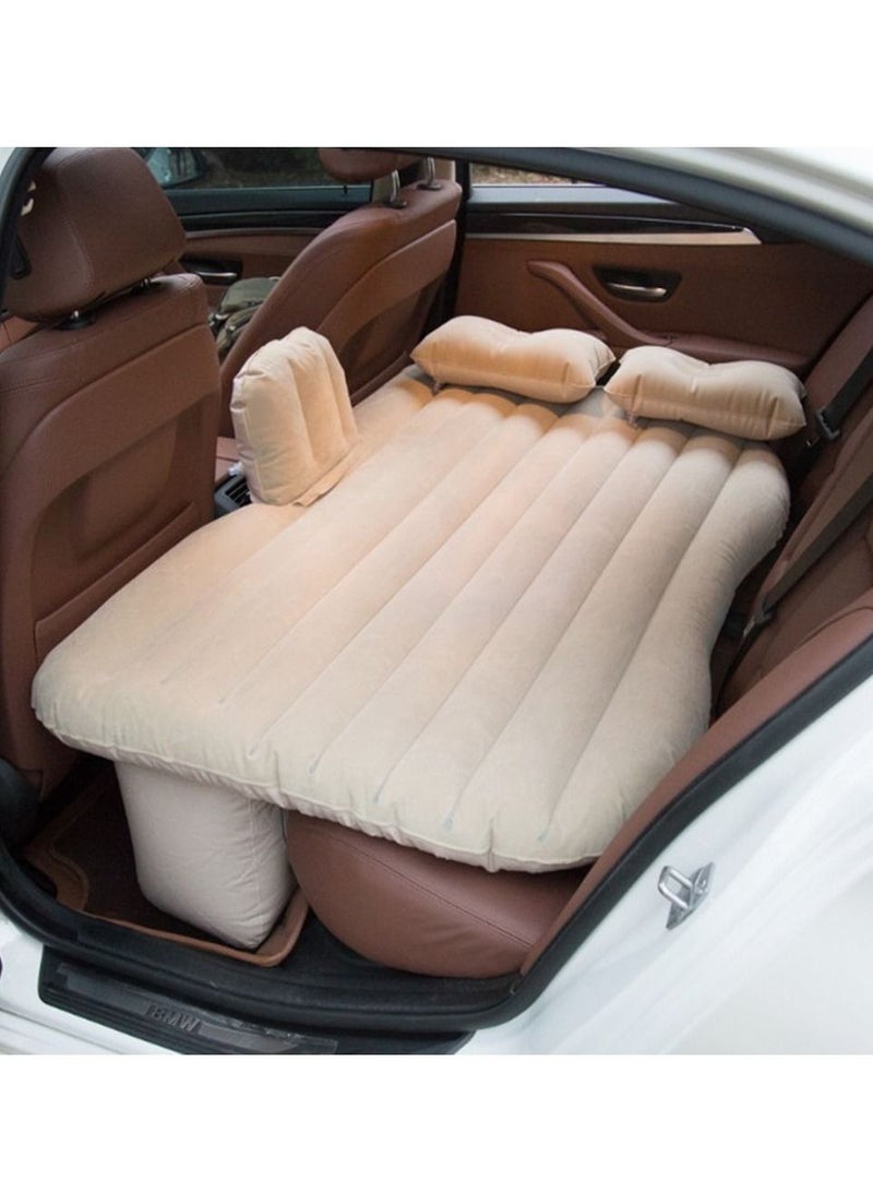 Car Backseat Inflatable Air Mattress Bed with Moto Pump and Two Pillows for Traveling Sleep Rest