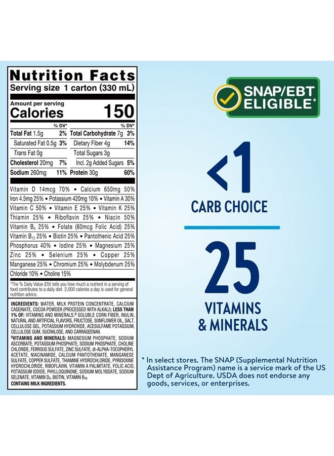 Protein Smart Nutritional Shake, Diabetic Protein Drink, Blood Sugar Management, 30g Protein, 150 Calories, Chocolate, 11-fl-oz Carton, 12 Count