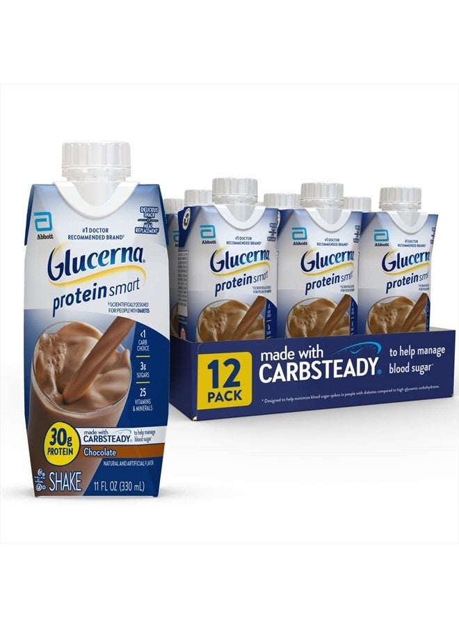 Protein Smart Nutritional Shake, Diabetic Protein Drink, Blood Sugar Management, 30g Protein, 150 Calories, Chocolate, 11-fl-oz Carton, 12 Count