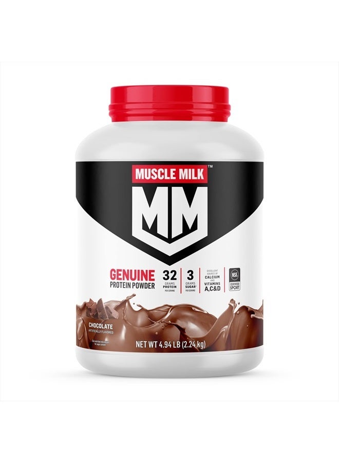 Genuine Protein Powder, Chocolate, 4.94 Pound, 32 Servings, 32g Protein, 2g Sugar, Calcium, Vitamins A, C & D, NSF Certified for Sport, Energizing Snack, Packaging May Vary