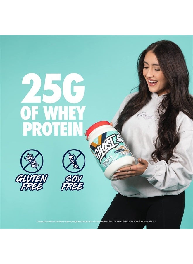 Whey Protein Powder, Cinnabon - 2LB Tub, 25G of Protein - Cinnamon Roll Flavored Isolate, Concentrate & Hydrolyzed Whey Protein Blend - Post Workout Shakes - Soy & Gluten Free