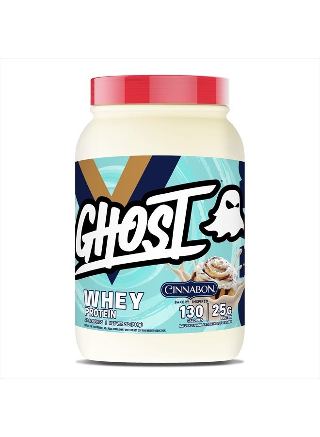 Whey Protein Powder, Cinnabon - 2LB Tub, 25G of Protein - Cinnamon Roll Flavored Isolate, Concentrate & Hydrolyzed Whey Protein Blend - Post Workout Shakes - Soy & Gluten Free