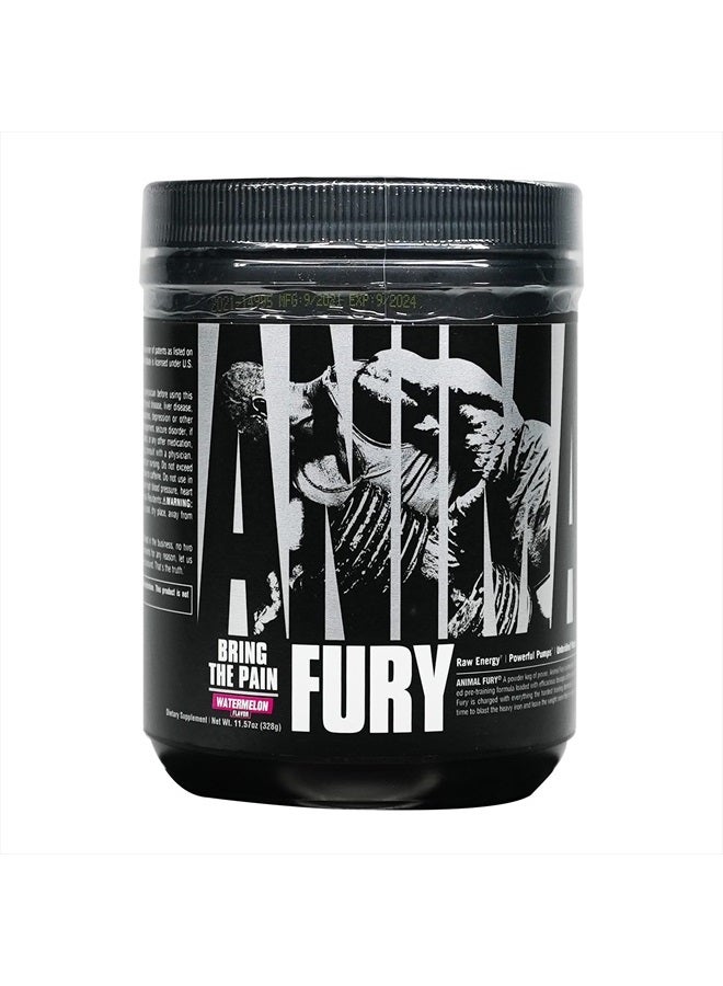 Fury Pre Workout Powder Supplement – Energize Your Workout With More Focus, Energy, Endurance and Pumps, Watermelon, 20 Servings, 11.28 Ounce