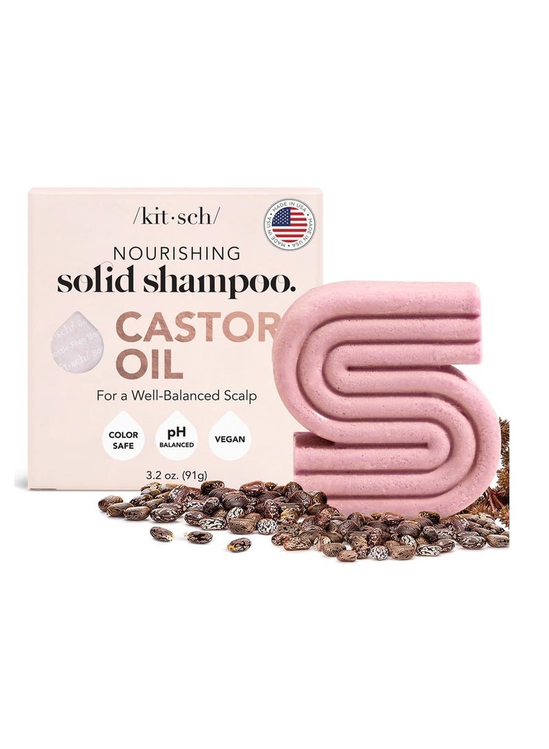 Kitsch Castor Oil Shampoo Bar for Hair Growth | Vegan & All Natural Solid Shampoo | Made in USA | Hydrating & Moisturizing Bar Shampoo for Dull & Dry Hair | Strengthens Hair | Paraben Free, 3.2oz