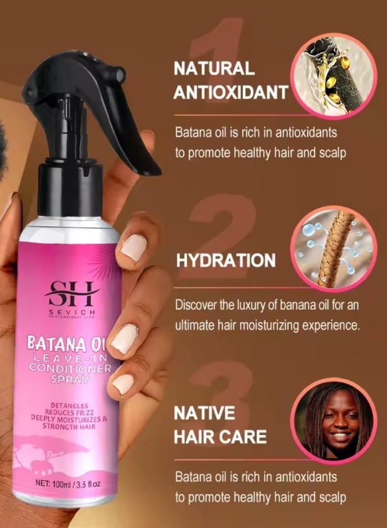 100ml Batana Oil Leave in Conditioner Spray Natural 100% Raw Batana Oil Hair Leave in Conditioner Detangles Reduce Frizz Hair Deeply Moisturize and Strengthen Hair Leave in Conditioner