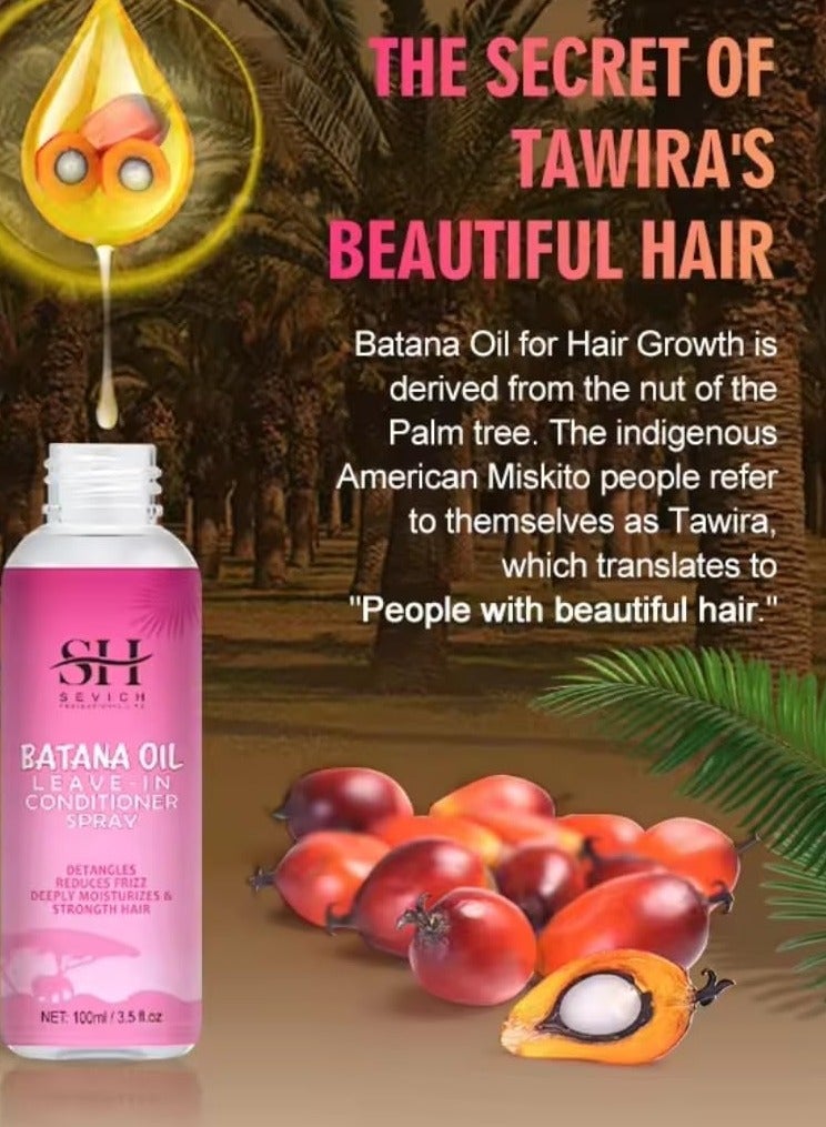 100ml Batana Oil Leave in Conditioner Spray Natural 100% Raw Batana Oil Hair Leave in Conditioner Detangles Reduce Frizz Hair Deeply Moisturize and Strengthen Hair Leave in Conditioner