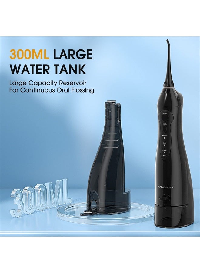 Water Flossers for Teeth Cordless Portable Dental Oral Irrigator HOC760 300ML Rechargeable IPX7 Waterproof Water Teeth Cleaner Picks for Home Travel with 8 Jet Tips