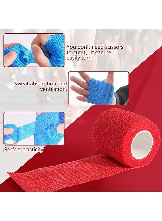 15 Pack 2 Inch x 5 Yards Self Adhesive Bandage Breathable Cohesive Bandage Wrap Rolls Elastic Self-Adherent Tape for Stretch Athletic, Sports, Wrist, Ankle