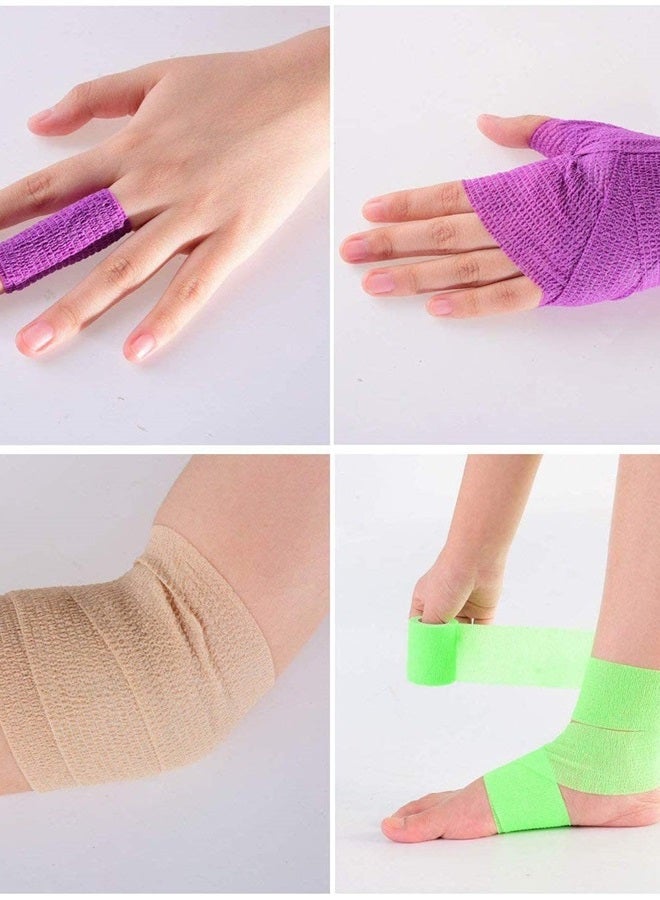 15 Pack 2 Inch x 5 Yards Self Adhesive Bandage Breathable Cohesive Bandage Wrap Rolls Elastic Self-Adherent Tape for Stretch Athletic, Sports, Wrist, Ankle