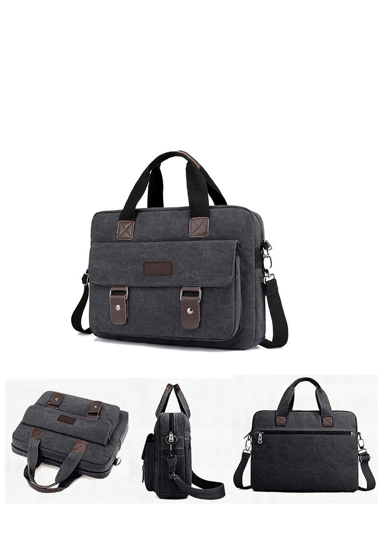 Men's Multifunctional Canvas Shoulder Bag, Handbag Multi-Pockets Business Messenger Bags, Outdoor Sports Over Shoulder Crossbody Side Bag