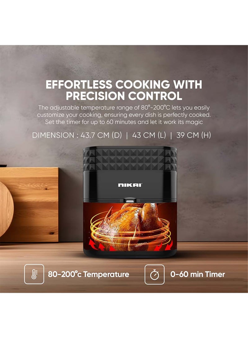 Digital Air Fryer, 1800W, Xxl  Basket And  Pan, 7 Pre-Set Programs With Built-In Preheat Function, Viewing Window, Adjustable Temp And Timer, 0-60Min Timer, 80-200℃ Temp Range 5.5 L 1800 W NAF488D1 Black