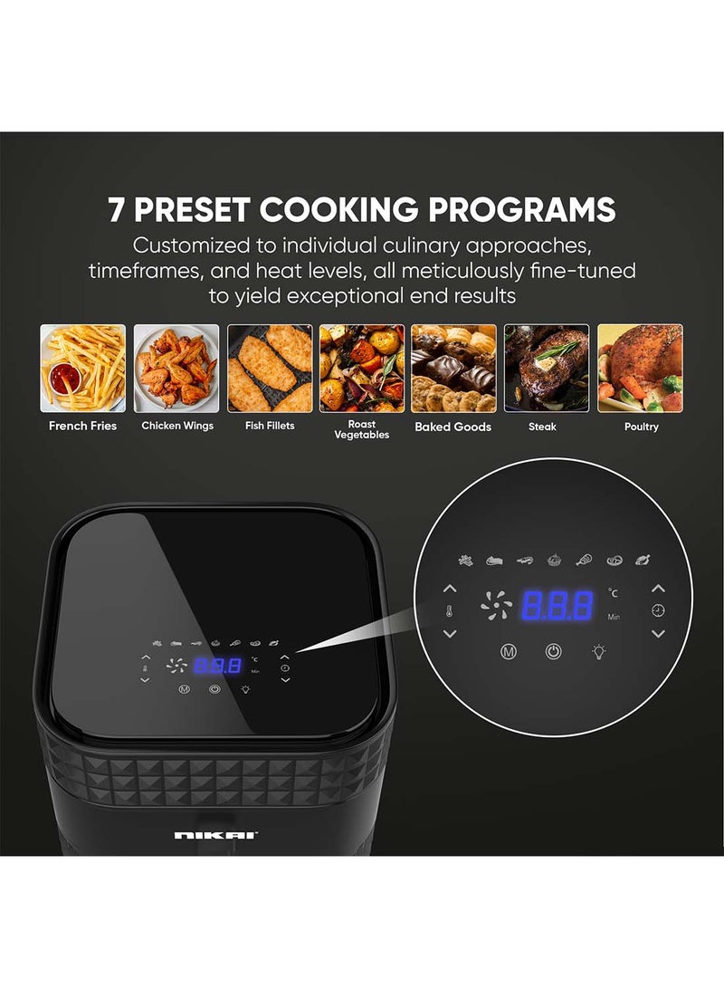 Digital Air Fryer, 1800W, Xxl  Basket And  Pan, 7 Pre-Set Programs With Built-In Preheat Function, Viewing Window, Adjustable Temp And Timer, 0-60Min Timer, 80-200℃ Temp Range 5.5 L 1800 W NAF488D1 Black