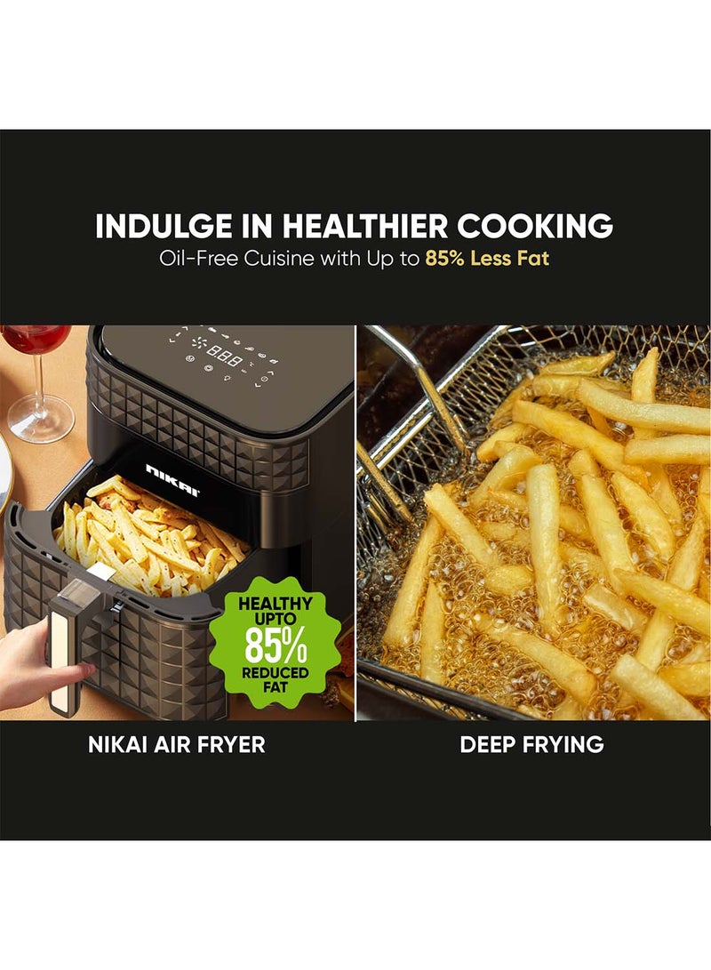 Digital Air Fryer, 1800W, Xxl  Basket And  Pan, 7 Pre-Set Programs With Built-In Preheat Function, Viewing Window, Adjustable Temp And Timer, 0-60Min Timer, 80-200℃ Temp Range 5.5 L 1800 W NAF488D1 Black