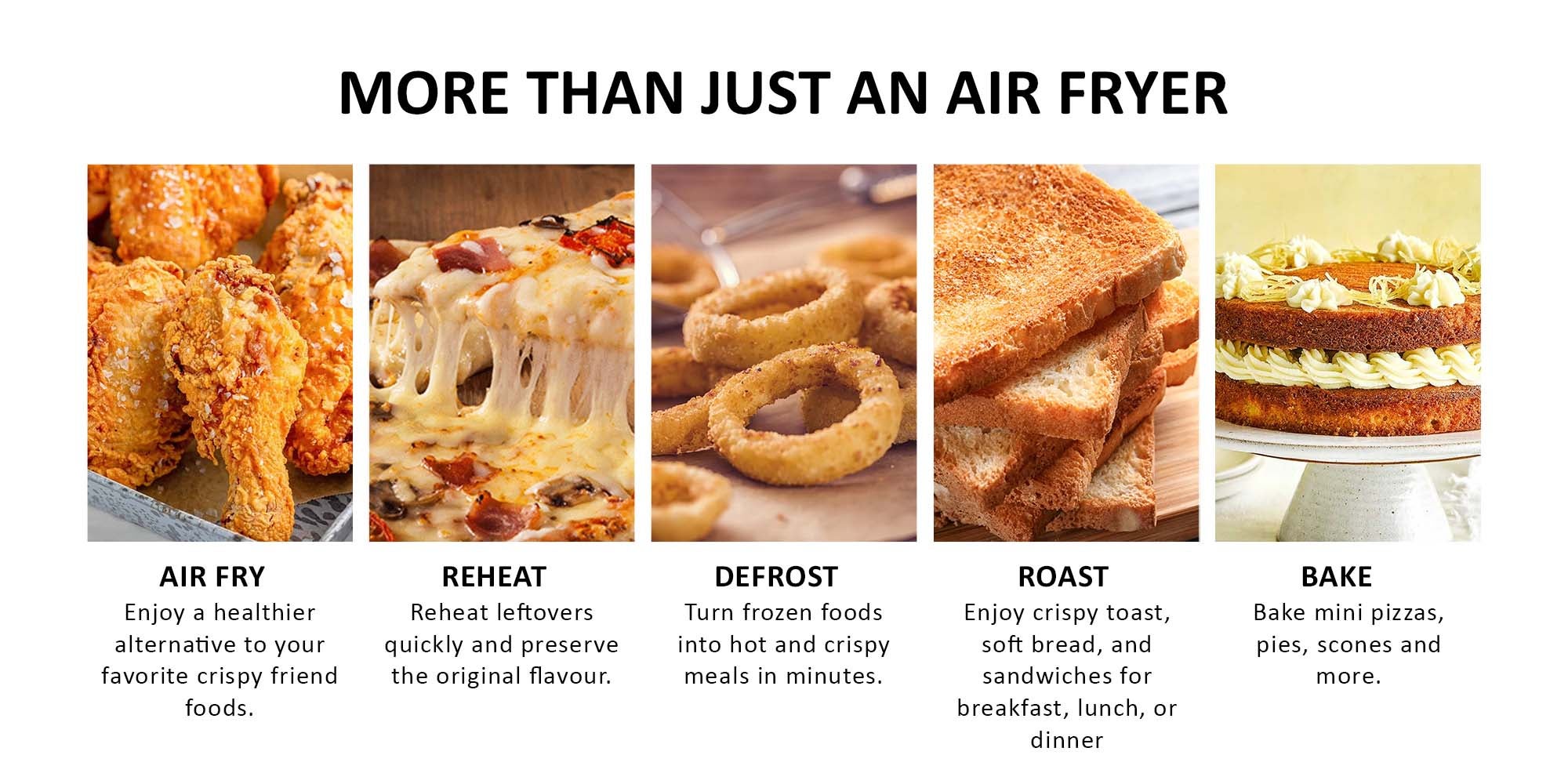 Digital Air Fryer, 1800W, Xxl  Basket And  Pan, 7 Pre-Set Programs With Built-In Preheat Function, Viewing Window, Adjustable Temp And Timer, 0-60Min Timer, 80-200℃ Temp Range 5.5 L 1800 W NAF488D1 Black
