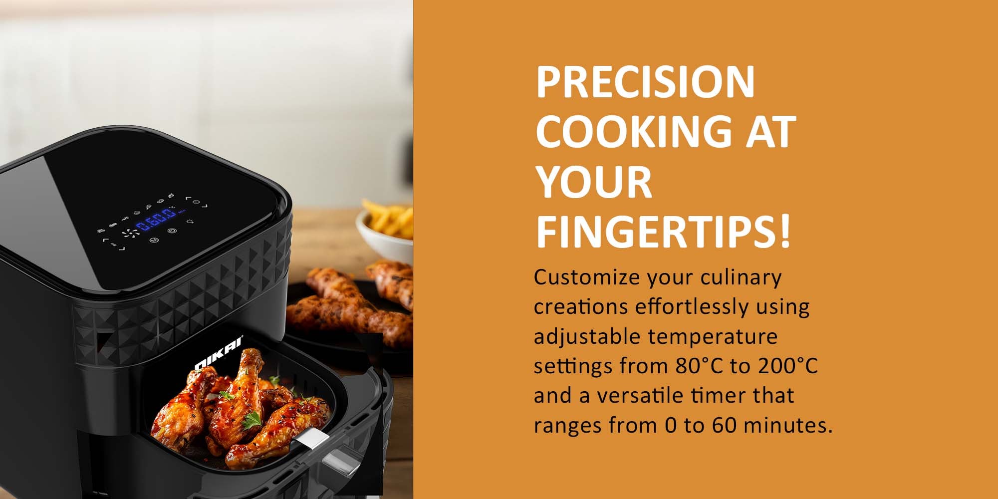 Digital Air Fryer, 1800W, Xxl  Basket And  Pan, 7 Pre-Set Programs With Built-In Preheat Function, Viewing Window, Adjustable Temp And Timer, 0-60Min Timer, 80-200℃ Temp Range 5.5 L 1800 W NAF488D1 Black