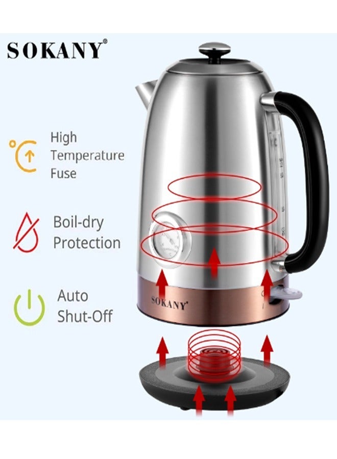 Electric Stainless Steel Kettle With Power Indicator Light And Boil Dry Protection