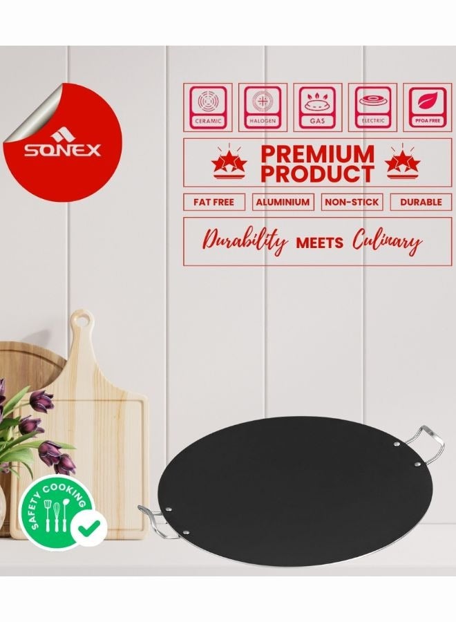 Sonex Non-Stick Mega Hot Plate with Stainless Steel Handle, 51 cm Diameter, 3L Capacity,PFOA Free,Compatible With All Stoves (Excluding Induction),  Teflon Coat,Easy to Clean, Durable, Premium Quality