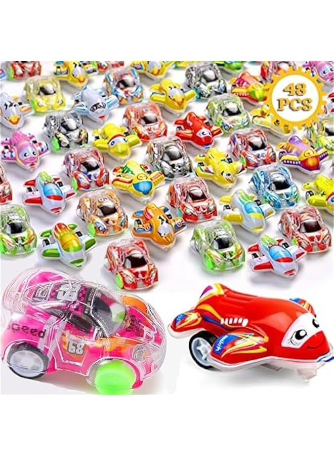 48 Mini Cars and Small Planes, Party Favors for Kids - 24 Colorful Pull-Back Vehicles and 24 Plastic Planes, Perfect  Gifts and Sensory Toys