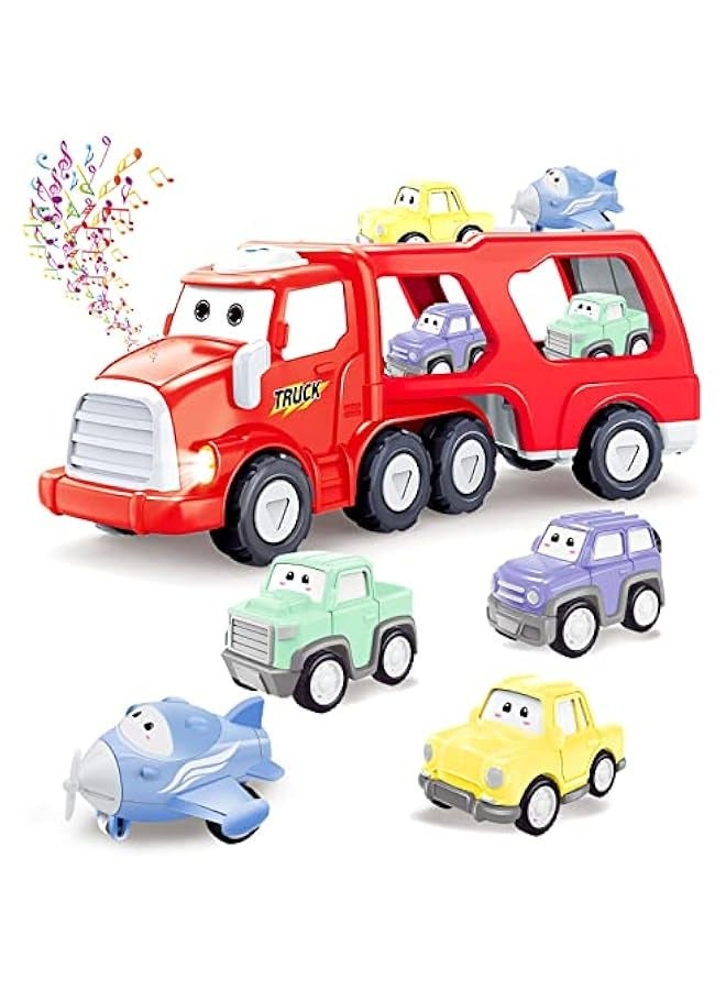 5-in-1 Transport Truck Toy Cars with Mini Cars, Airplane, Light, and Sounds - Ideal Gift for Boys and Girls Aged 3-7