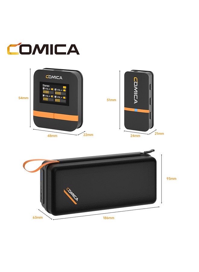 Vimo Q 2.4GHz Wireless Lavalier Microphone System Clip-on Microphone with Large Screen 200m Transmission Range Noise Reduction 16h Duration