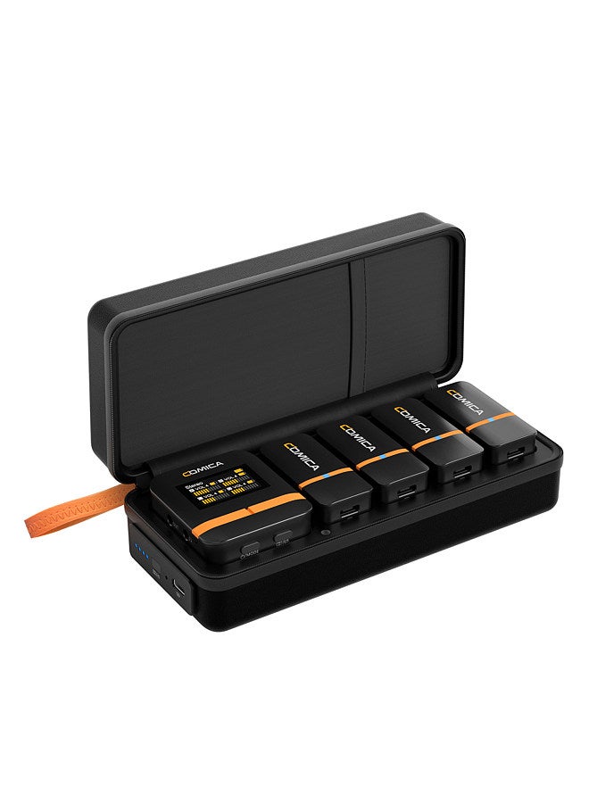 Vimo Q 2.4GHz Wireless Lavalier Microphone System Clip-on Microphone with Large Screen 200m Transmission Range Noise Reduction 16h Duration