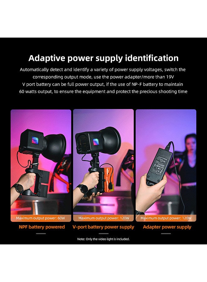 YNLUX100RGB 120W Bi-color Photography Light Full Color RGB Video Light 2000K-10000K Dimmable CRI≥96 with Standar Bowens Mount 30 Lighting Scene Effects 2.4G Wireless System