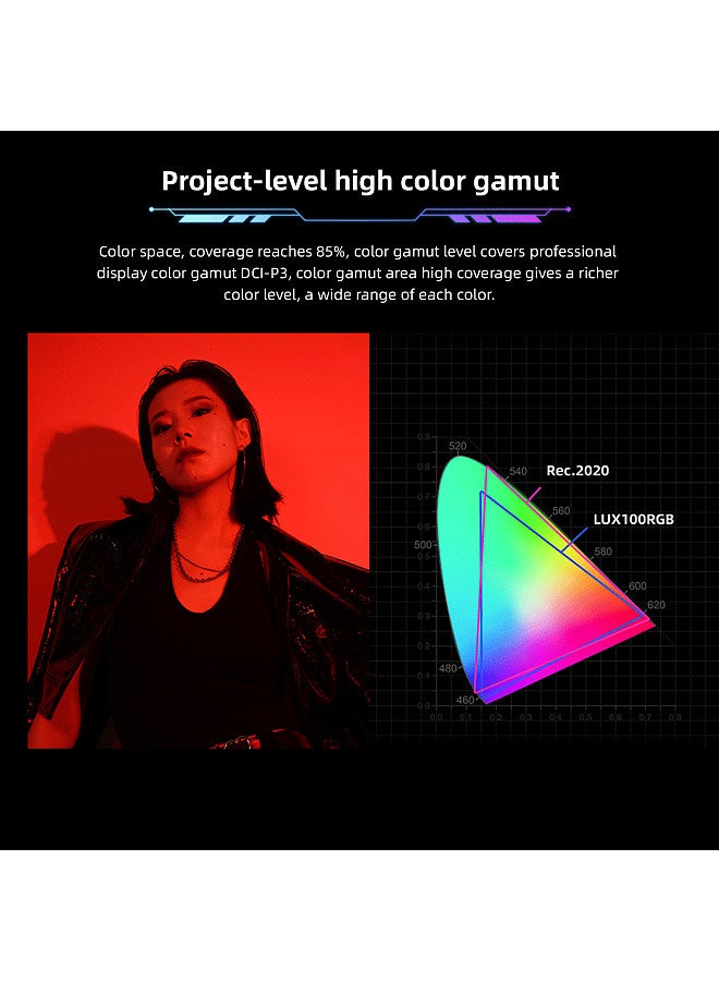 YNLUX100RGB 120W Bi-color Photography Light Full Color RGB Video Light 2000K-10000K Dimmable CRI≥96 with Standar Bowens Mount 30 Lighting Scene Effects 2.4G Wireless System