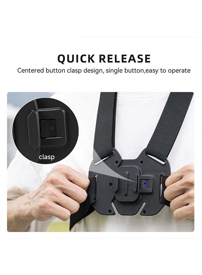 TELESIN Quick Release Chest Strap Mount, Mobile Phone Adjustable Chest Mount Harness for GoPro Camera, Action Camera, iPhone 13 12 11 Pro,Vlog/POV Black