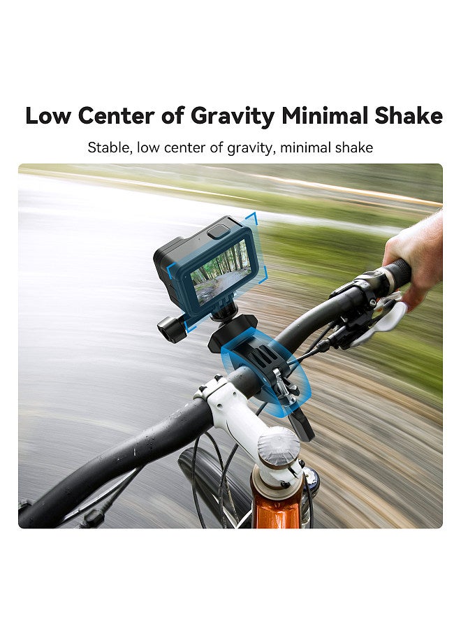 TE-HBM-004 Camera Mount Clamp Mount Bicycle Handlebar Adapter Mount 360°Rotatable with 1/4in Adapter Fixed Screw Rubber Pad Compatible with GoPro12/11/10/9/8/7 Session DJI and Other Action Cameras