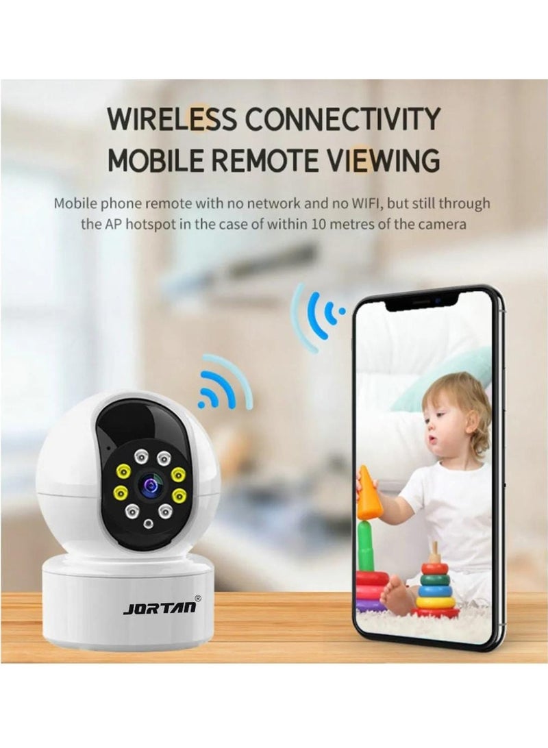 Jortan 1080P Intelligent Wi-Fi Cradle Head Indoor Camera, Baby Monitoring, IR and Color Night Vision, Two- Way Talking, Motion Detection, Motion Tracking, 360°/90° PTZ control Indoor Security Camera