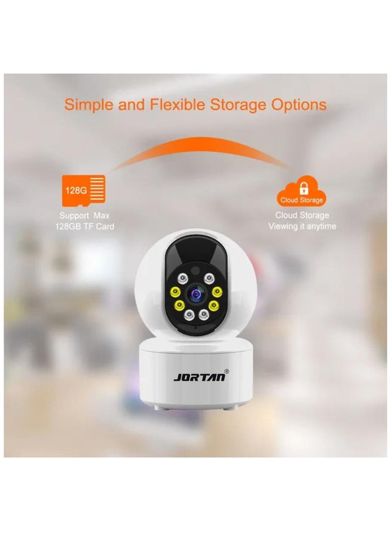 Jortan 1080P Intelligent Wi-Fi Cradle Head Indoor Camera, Baby Monitoring, IR and Color Night Vision, Two- Way Talking, Motion Detection, Motion Tracking, 360°/90° PTZ control Indoor Security Camera