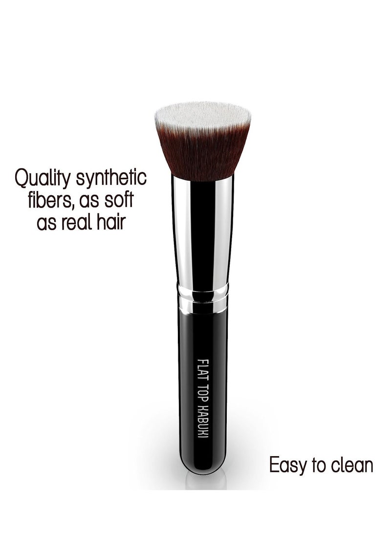 Flat Top Kabuki Foundation Brush By KESHIMA - Premium Makeup Brush for Liquid, Cream, and Powder - Buffing, Blending, and Face Brush, 1.2